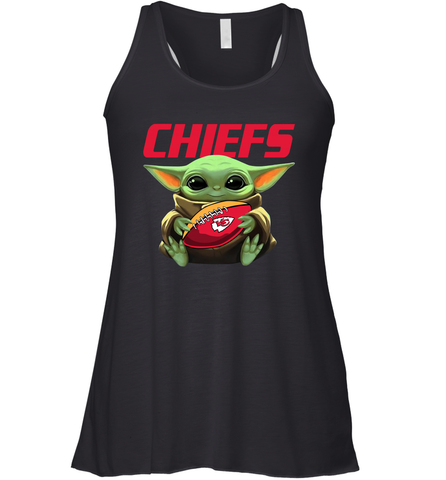 Baby Yoda Loves The Kansas City Chiefs Star Wars Baby Yoda Hugs Chiefs NFL Womens Racerback Tank Top Womens Racerback Tank Top / Black / XS Womens Racerback Tank Top - VeigarTee