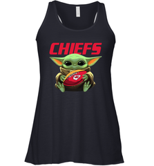 Baby Yoda Loves The Kansas City Chiefs Star Wars Baby Yoda Hugs Chiefs NFL Womens Racerback Tank Top Womens Racerback Tank Top - VeigarTee