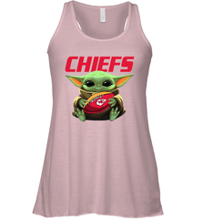 Baby Yoda Loves The Kansas City Chiefs Star Wars Baby Yoda Hugs Chiefs NFL Womens Racerback Tank Top Womens Racerback Tank Top - VeigarTee