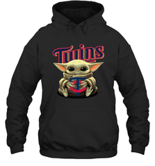 Baby Yoda Hugs Loves The Minnesota Twins Baseball Adult Hoodie Sweatshirt Adult Hoodie Sweatshirt - VeigarTee
