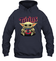 Baby Yoda Hugs Loves The Minnesota Twins Baseball Adult Hoodie Sweatshirt Adult Hoodie Sweatshirt - VeigarTee