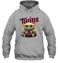 Baby Yoda Hugs Loves The Minnesota Twins Baseball Adult Hoodie Sweatshirt Adult Hoodie Sweatshirt - VeigarTee