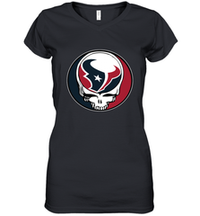 Houston Texans Grateful Dead Steal Your Face NFL Football Womens V-Neck T-Shirt Womens V-Neck T-Shirt - VeigarTee