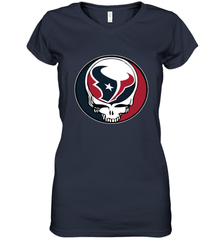 Houston Texans Grateful Dead Steal Your Face NFL Football Womens V-Neck T-Shirt Womens V-Neck T-Shirt - VeigarTee