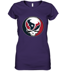 Houston Texans Grateful Dead Steal Your Face NFL Football Womens V-Neck T-Shirt Womens V-Neck T-Shirt - VeigarTee