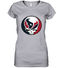 Houston Texans Grateful Dead Steal Your Face NFL Football Womens V-Neck T-Shirt Womens V-Neck T-Shirt - VeigarTee