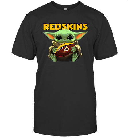 Baby Yoda Loves The Washington Redskins Star Wars Baby Yoda Hugs Redskins NFL Mens T-Shirt Mens T-Shirt / Black / S Mens T-Shirt - VeigarTee