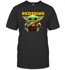 Baby Yoda Loves The Washington Redskins Star Wars Baby Yoda Hugs Redskins NFL Mens T-Shirt Mens T-Shirt - VeigarTee