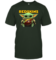 Baby Yoda Loves The Washington Redskins Star Wars Baby Yoda Hugs Redskins NFL Mens T-Shirt Mens T-Shirt - VeigarTee