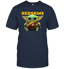 Baby Yoda Loves The Washington Redskins Star Wars Baby Yoda Hugs Redskins NFL Mens T-Shirt Mens T-Shirt - VeigarTee