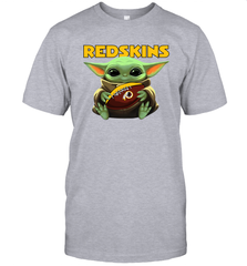 Baby Yoda Loves The Washington Redskins Star Wars Baby Yoda Hugs Redskins NFL Mens T-Shirt Mens T-Shirt - VeigarTee