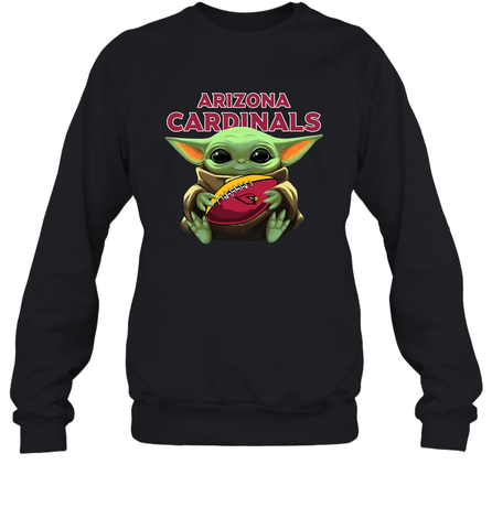 Baby Yoda Loves The Arizona Cardinals Star Wars Baby Yoda Hugs Cardinals NFL Adult Sweatshirt Adult Sweatshirt / Black / S Adult Sweatshirt - VeigarTee