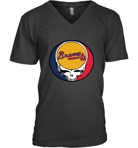 Atlanta Braves Grateful Dead Steal Your Face Baseball Mens V-Neck T-Shirt Mens V-Neck T-Shirt / Black / S Mens V-Neck T-Shirt - VeigarTee