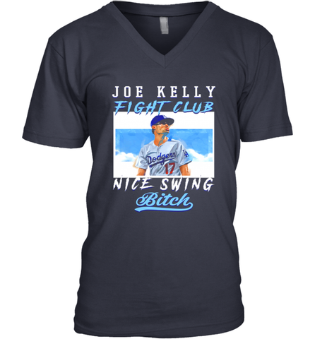 Joe Kelly Fight Club Nice Swing Bitch Dogers Baseball Club Mens V-Neck T-Shirt