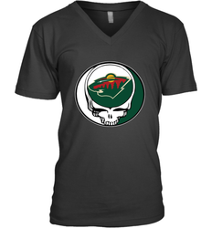 Minnesota Wild Grateful Dead Steal Your Face Hockey NHL Mens V-Neck T-Shirt