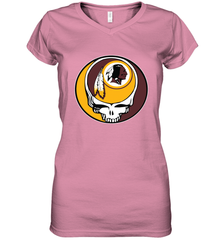 Washington Redskins Grateful Dead Steal Your Face NFL Football Womens V-Neck T-Shirt Womens V-Neck T-Shirt - VeigarTee