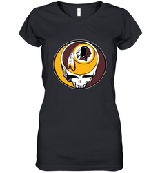 Washington Redskins Grateful Dead Steal Your Face NFL Football Womens V-Neck T-Shirt