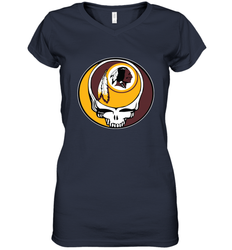Washington Redskins Grateful Dead Steal Your Face NFL Football Womens V-Neck T-Shirt