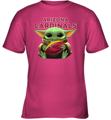 Baby Yoda Loves The Arizona Cardinals Star Wars Baby Yoda Hugs Cardinals NFL Youth T-Shirt Youth T-Shirt - VeigarTee