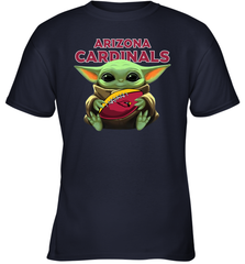 Baby Yoda Loves The Arizona Cardinals Star Wars Baby Yoda Hugs Cardinals NFL Youth T-Shirt Youth T-Shirt - VeigarTee