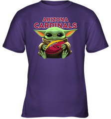 Baby Yoda Loves The Arizona Cardinals Star Wars Baby Yoda Hugs Cardinals NFL Youth T-Shirt Youth T-Shirt - VeigarTee