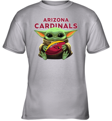 Baby Yoda Loves The Arizona Cardinals Star Wars Baby Yoda Hugs Cardinals NFL Youth T-Shirt Youth T-Shirt - VeigarTee