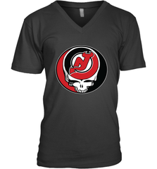 New Jersey Devils Grateful Dead Steal Your Face Hockey NHL Mens V-Neck T-Shirt Mens V-Neck T-Shirt - VeigarTee