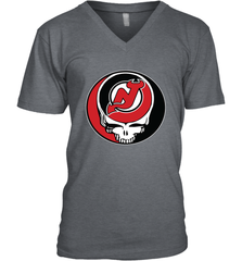 New Jersey Devils Grateful Dead Steal Your Face Hockey NHL Mens V-Neck T-Shirt Mens V-Neck T-Shirt - VeigarTee