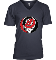 New Jersey Devils Grateful Dead Steal Your Face Hockey NHL Mens V-Neck T-Shirt Mens V-Neck T-Shirt - VeigarTee