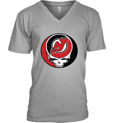 New Jersey Devils Grateful Dead Steal Your Face Hockey NHL Mens V-Neck T-Shirt Mens V-Neck T-Shirt - VeigarTee
