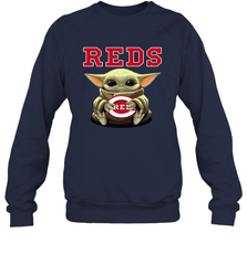 Baby Yoda Hugs Loves The Cincinnati Reds Baseball Adult Sweatshirt Adult Sweatshirt - VeigarTee