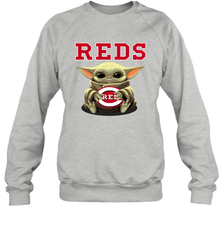 Baby Yoda Hugs Loves The Cincinnati Reds Baseball Adult Sweatshirt Adult Sweatshirt - VeigarTee