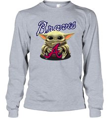 Baby Yoda Hugs Loves The Atlanta Braves Baseball Adult Long Sleeve T-Shirt Adult Long Sleeve T-Shirt - VeigarTee