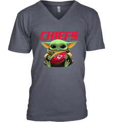 Baby Yoda Loves The Kansas City Chiefs Star Wars Baby Yoda Hugs Chiefs NFL Mens V-Neck T-Shirt Mens V-Neck T-Shirt - VeigarTee