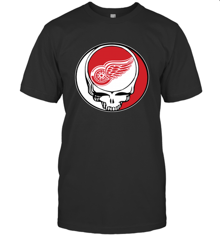 Detroit Red Wings Grateful Dead Steal Your Face Hockey NHL Mens T-Shirt Mens T-Shirt / Black / S Mens T-Shirt - VeigarTee