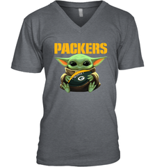 Baby Yoda Loves The Green Bay Packers Star Wars Baby Yoda Hugs Packers NFL Mens V-Neck T-Shirt Mens V-Neck T-Shirt - VeigarTee