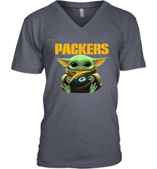 Baby Yoda Loves The Green Bay Packers Star Wars Baby Yoda Hugs Packers NFL Mens V-Neck T-Shirt Mens V-Neck T-Shirt - VeigarTee