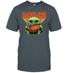 Baby Yoda Loves The Cleveland Browns Star Wars Baby Yoda Hugs Browns NFL Mens T-Shirt Mens T-Shirt - VeigarTee