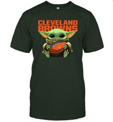 Baby Yoda Loves The Cleveland Browns Star Wars Baby Yoda Hugs Browns NFL Mens T-Shirt Mens T-Shirt - VeigarTee