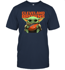 Baby Yoda Loves The Cleveland Browns Star Wars Baby Yoda Hugs Browns NFL Mens T-Shirt Mens T-Shirt - VeigarTee