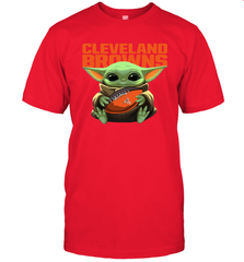 Baby Yoda Loves The Cleveland Browns Star Wars Baby Yoda Hugs Browns NFL Mens T-Shirt Mens T-Shirt - VeigarTee