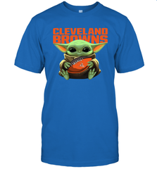Baby Yoda Loves The Cleveland Browns Star Wars Baby Yoda Hugs Browns NFL Mens T-Shirt Mens T-Shirt - VeigarTee