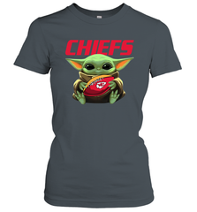 Baby Yoda Loves The Kansas City Chiefs Star Wars Baby Yoda Hugs Chiefs NFL Womens T-Shirt Womens T-Shirt - VeigarTee