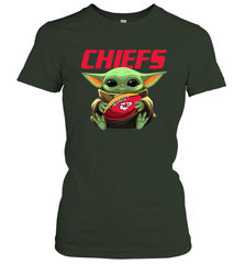 Baby Yoda Loves The Kansas City Chiefs Star Wars Baby Yoda Hugs Chiefs NFL Womens T-Shirt Womens T-Shirt - VeigarTee