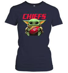 Baby Yoda Loves The Kansas City Chiefs Star Wars Baby Yoda Hugs Chiefs NFL Womens T-Shirt Womens T-Shirt - VeigarTee