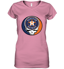 Houston Astros Grateful Dead Steal Your Face Baseball Womens V-Neck T-Shirt Womens V-Neck T-Shirt - VeigarTee