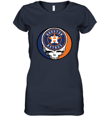 Houston Astros Grateful Dead Steal Your Face Baseball Womens V-Neck T-Shirt Womens V-Neck T-Shirt - VeigarTee