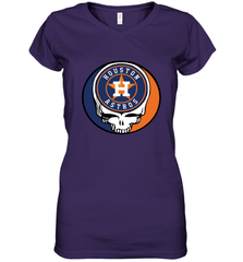 Houston Astros Grateful Dead Steal Your Face Baseball Womens V-Neck T-Shirt Womens V-Neck T-Shirt - VeigarTee