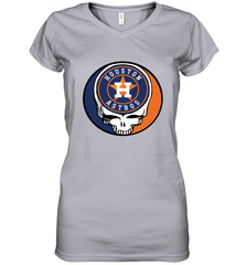 Houston Astros Grateful Dead Steal Your Face Baseball Womens V-Neck T-Shirt Womens V-Neck T-Shirt - VeigarTee