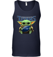 Baby Yoda Loves The Tennessee Titans Star Wars Baby Yoda Hugs Titans NFL Mens Tank Top Mens Tank Top - VeigarTee